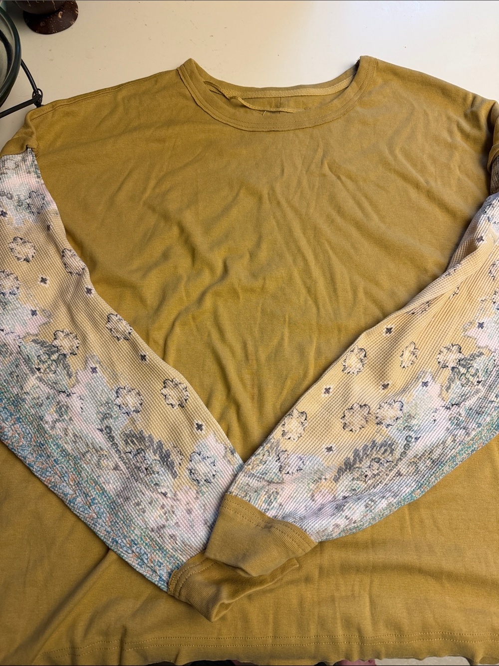 We the Free by Free People Long Sleeve Tee with Designed Sleeves Large